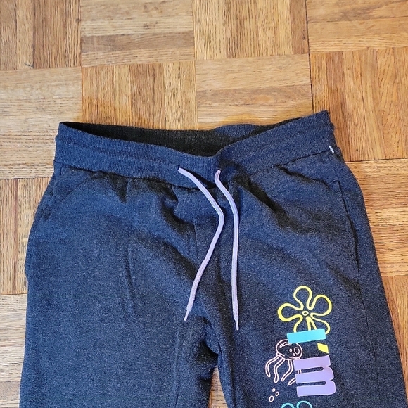 SpongeBob Squarepants Black and Yellow Sweatpants with Elastic Cuffs Size MEDIUM - Picture 3 of 7